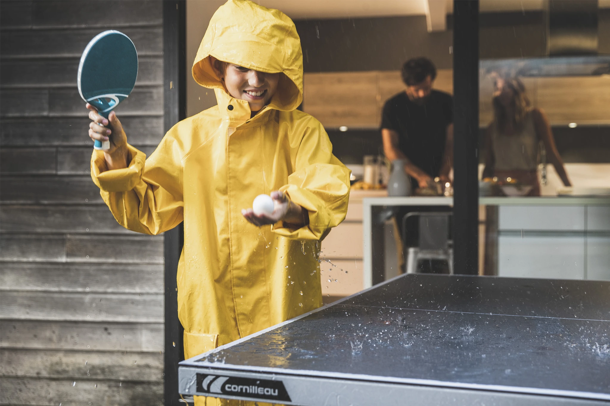 Photo du baby-foot Origin sous la pluie
